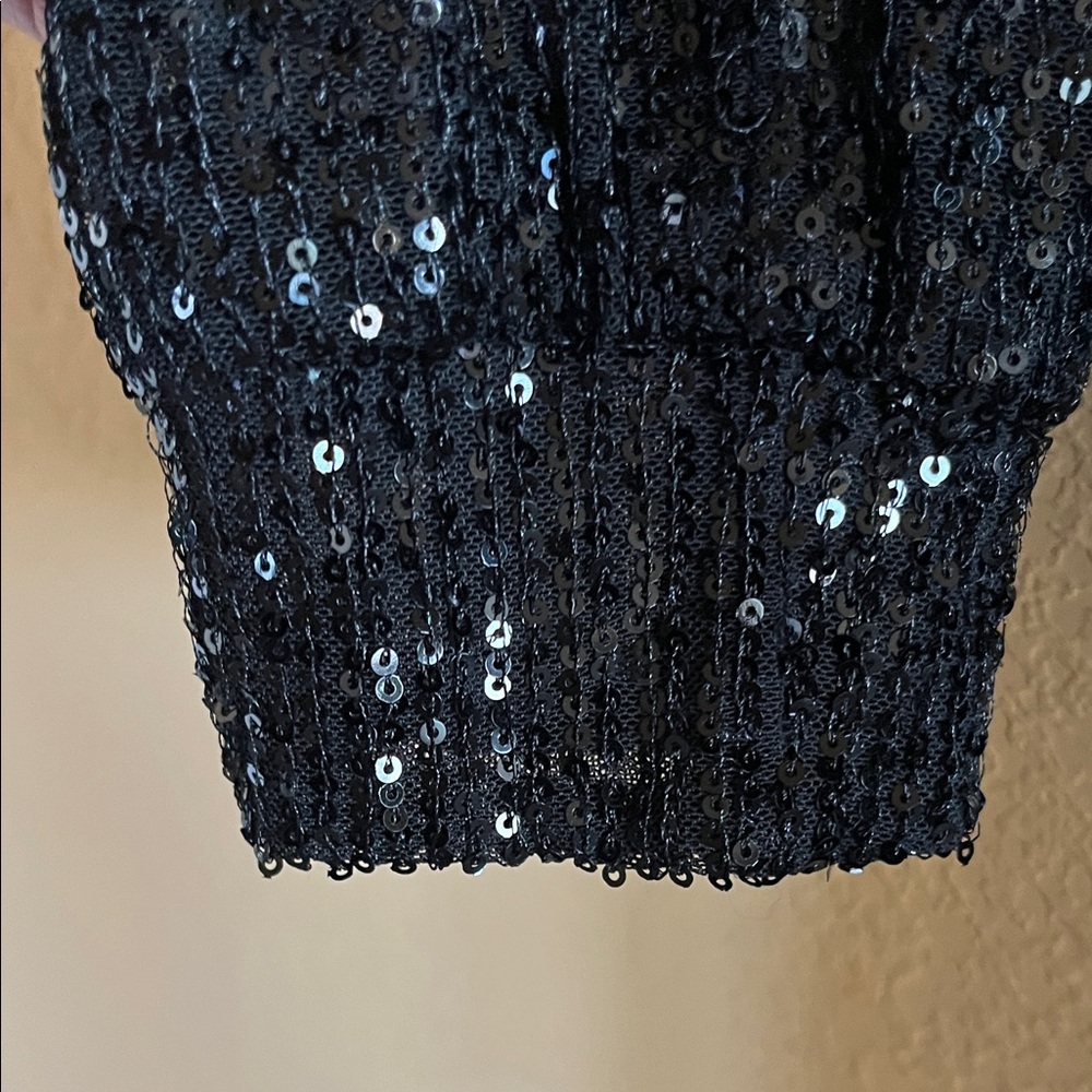 Black Sequin Button Down Black Western Fringe Shirt Size S - Picture 8 of 8